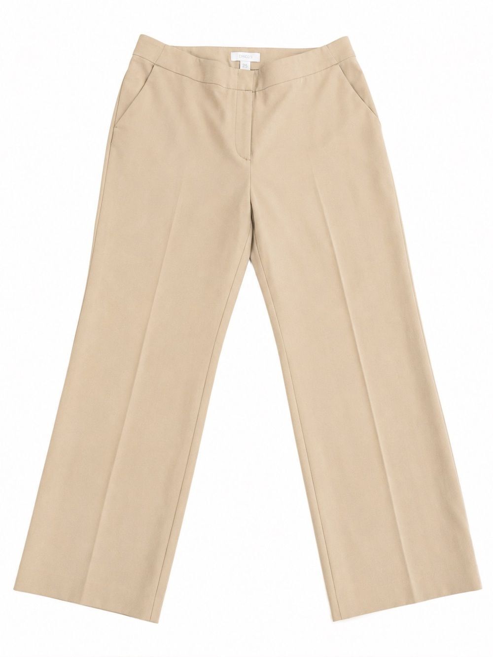 Chico’s Travelers Tan Straight Leg Career Pants 2.5 (14) Short Stretch Neutral